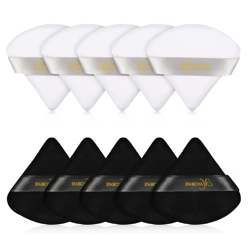MAYCREATE 10pcs Triangle Powder Puff for Women Face Dry Wet Use Makeup Puff for Loose Powder Body Powder, Wedge Shape Velour Cosmetic Sponge for Contouring, Under Eyes and Corners MAYCREATE 10pcs Triangle Powder Puff for Women Face Dry Wet Use Makeup Puff for Loose Powder Body Powder, Wedge Shape Velour Cosmetic Sponge for Contouring, Under Eyes and Corners